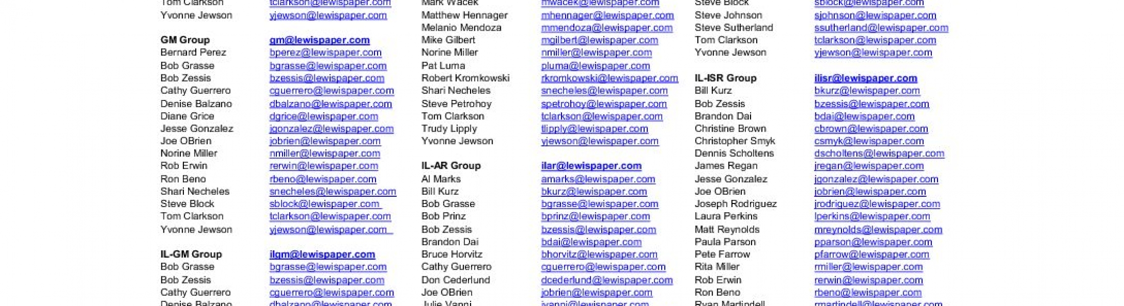 Group Email Addresses 03 26 2019 Lewis